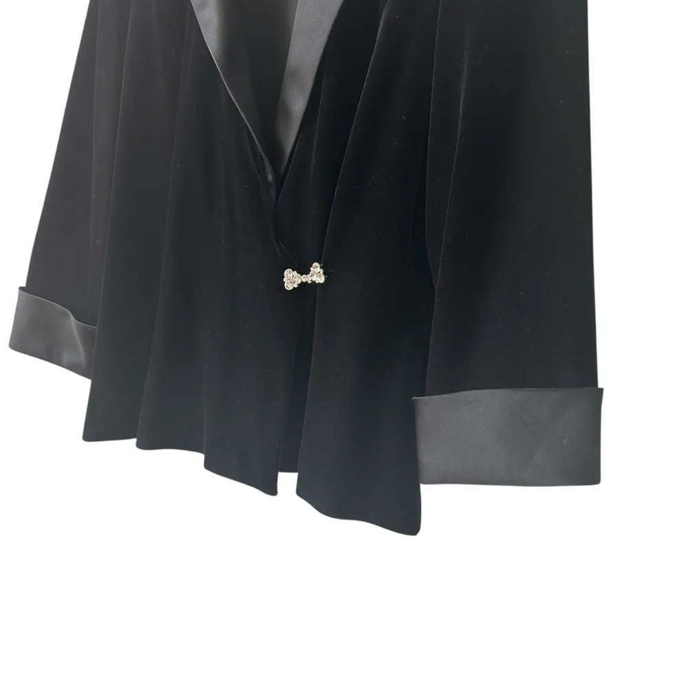 Alex Evenings Black Velvet Blouse Jacket, 10 - Picture 4 of 6